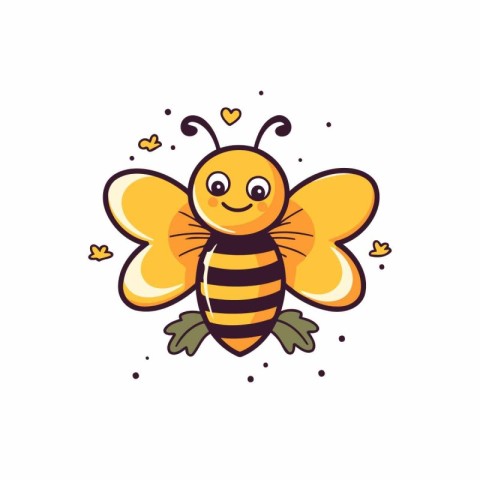 Cute cartoon bee. Vector illustration. Isolated on white backgro