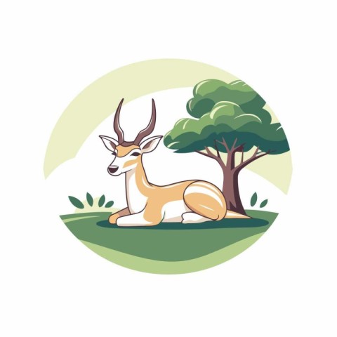 Wild animal antelope in the park. Vector illustration in cartoon