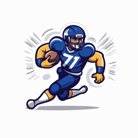 American football player running with ball. Vector illustration