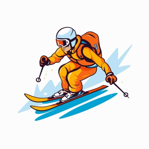 Skiing vector icon. Cartoon illustration of skier skiing vector