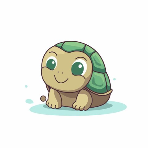 Cute cartoon turtle. Vector illustration isolated on a white bac