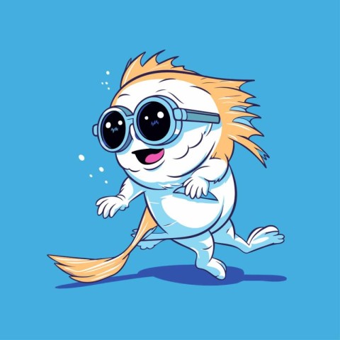 Cute Cartoon Hedgehog in Sunglasses. Vector Illustration.