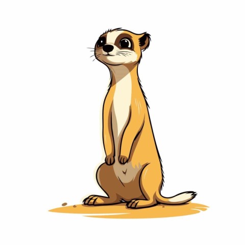 Cute meerkat sitting on the ground. Vector illustration.