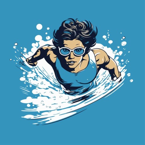 Surfer vector illustration. Surfer in action. Vector illustratio