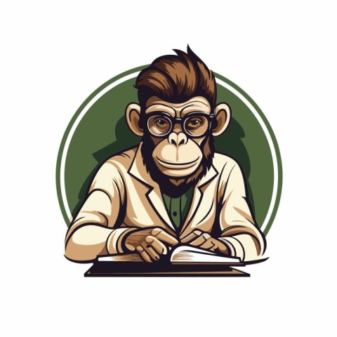 Vector illustration of a monkey teacher with a book in his hands