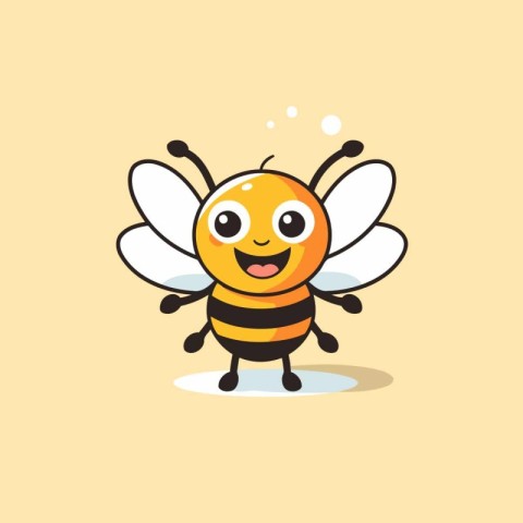 Cute cartoon bee. Vector illustration. Isolated on white backgro