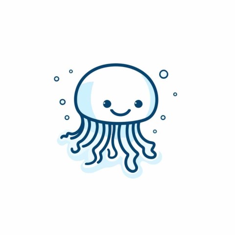 Cute jellyfish. Vector linear illustration. Isolated on white ba