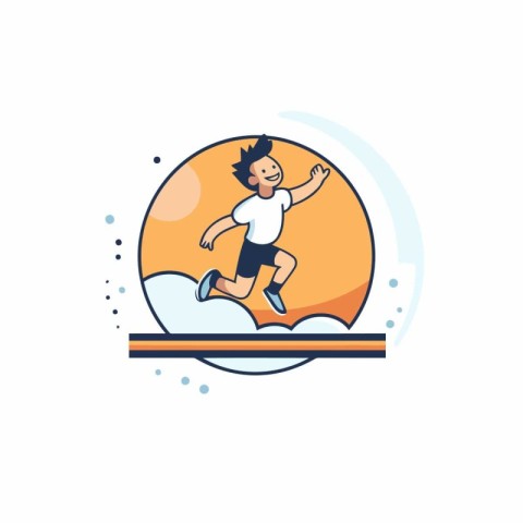 Vector illustration of a boy jumping into the water on a white b