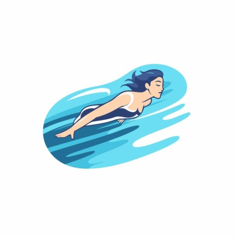 Woman swimming in the pool. Vector illustration in a flat style.