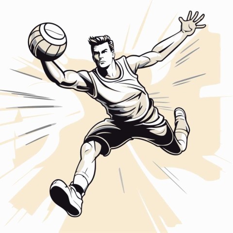 basketball player with ball. Vector illustration of a basketball