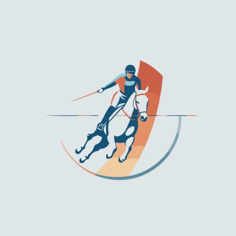 Illustration of a jockey riding a horse. Vector illustration.