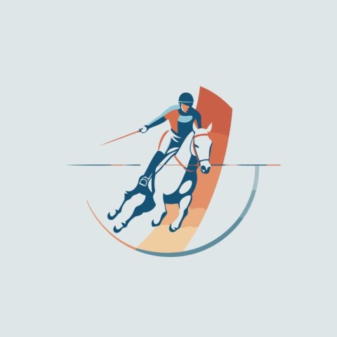 Illustration of a jockey riding a horse. Vector illustration.
