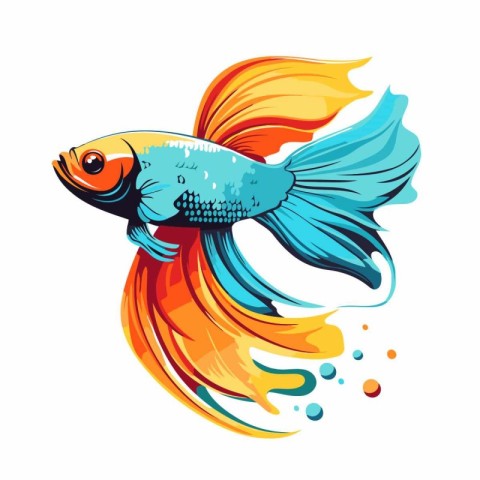 Beautiful goldfish isolated on a white background. Vector illust