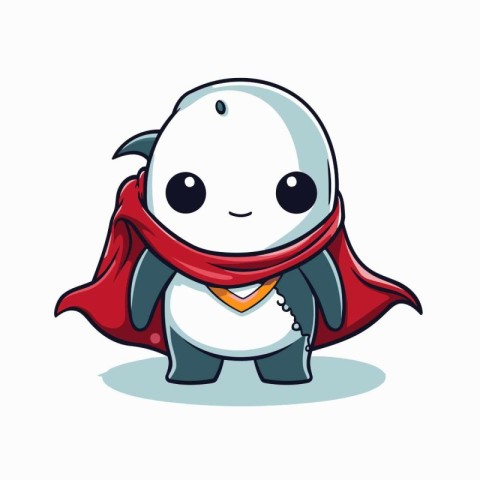 cute little penguin in superhero costume vector illustration eps