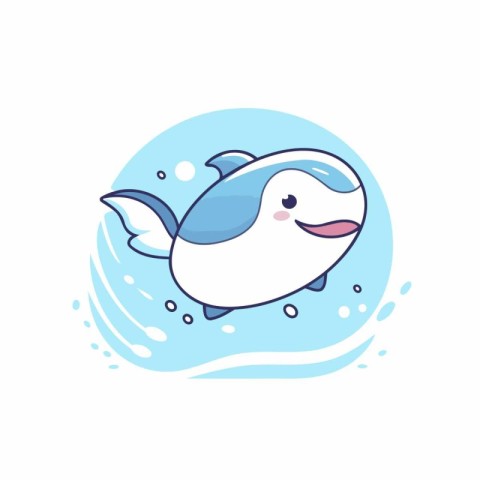 Cute cartoon killer whale. Vector illustration isolated on white