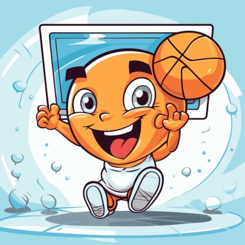 Illustration of a Cartoon Character Holding a Basketball Ball an