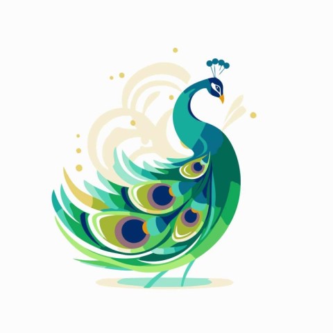 Peacock vector icon. Beautiful peacock illustration on white bac