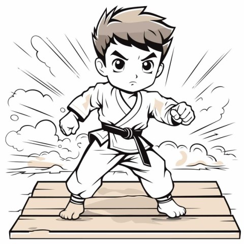 Karate boy - vector illustration. isolated on a white background