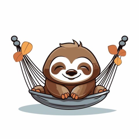 cute sloth sleeping in hammock cartoon vector illustration graph