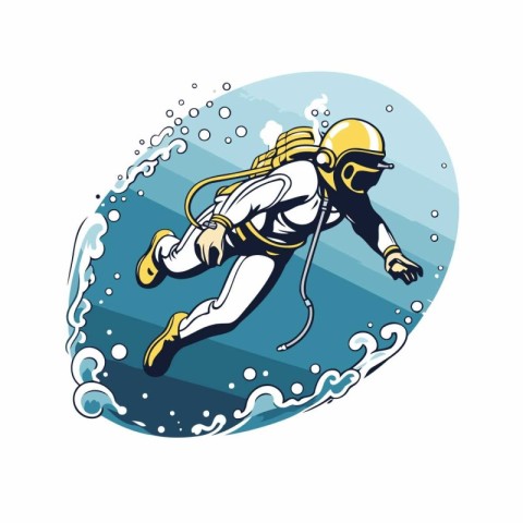 Illustration of diver diving in the water. vector graphic illust