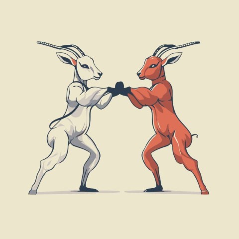 Antelope boxing. cartoon vector illustration isolated on white b