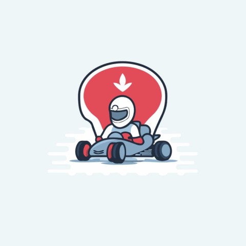 Go karting concept. Vector illustration of a man riding a kart.