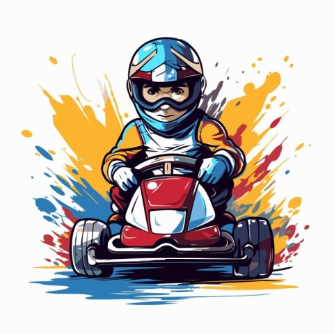 Cartoon karting racer. Vector illustration for your design.