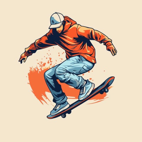 Skateboarder in action. Vector illustration of a skateboarder.