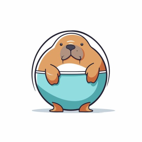 Cute hamster in a blue bathtub. Vector illustration.