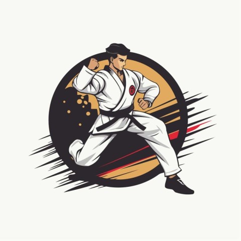 Taekwondo fighter. Vector illustration for t-shirt design.