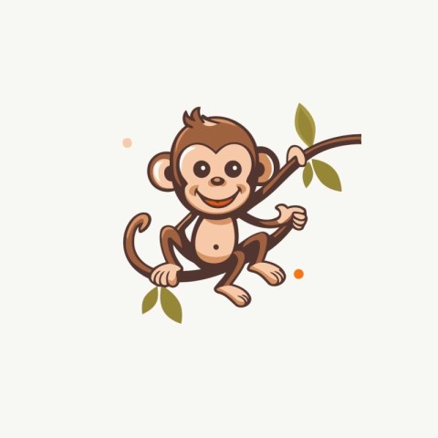 Cute monkey cartoon vector illustration. Cute little monkey cart