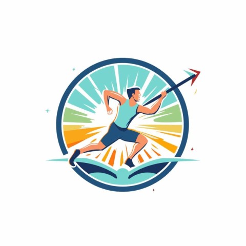 Summer sport logo template. Vector illustration of a man running