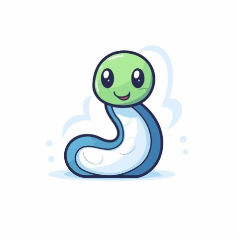 Cute cartoon worm. Vector illustration. Isolated on white backgr