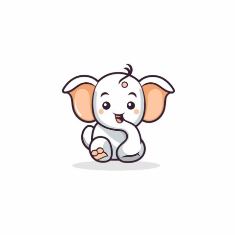 Cute cartoon elephant. Vector illustration isolated on a white b