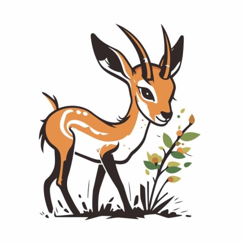 Deer in the wild. Vector illustration of a wild animal.