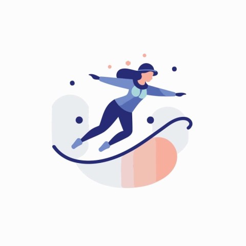 Snowboarder jumping. Winter sport. Flat style vector illustratio