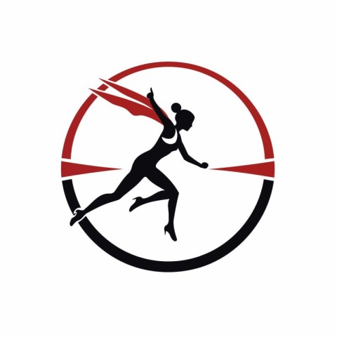 Running woman vector logo template. Silhouette of running woman.