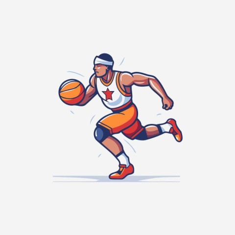 Basketball player with ball. Vector illustration of basketball p
