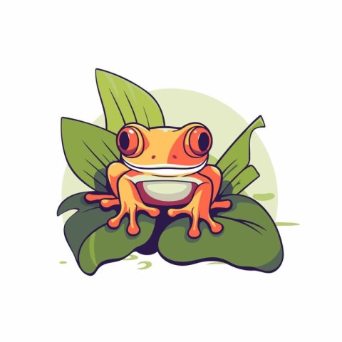 Frog cartoon icon. Vector illustration of a red-eyed tree frog.