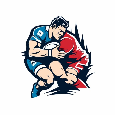 Rugby player with ball. Vector illustration of rugby player with