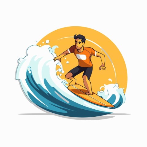 Surfer. Vector illustration of a man surfing on a wave.