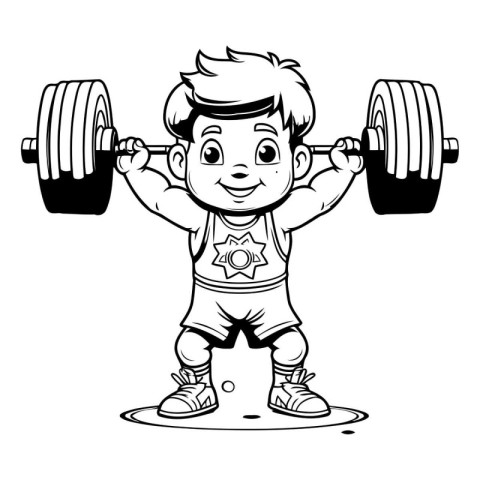 Fitness Boy Cartoon Mascot Character With Barbells Illustration