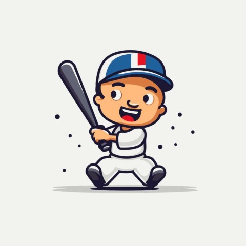 Baseball Player Cartoon Mascot Character Design Vector Illustrat