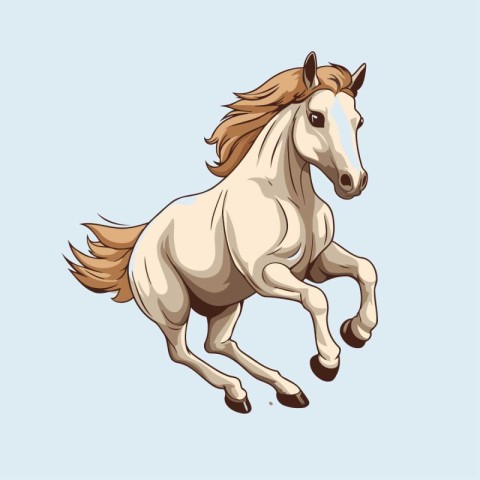 Horse running on blue background. Vector illustration in cartoon