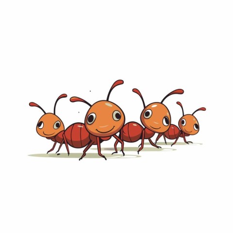 Cartoon Ants. Vector Illustration. Isolated on white background.