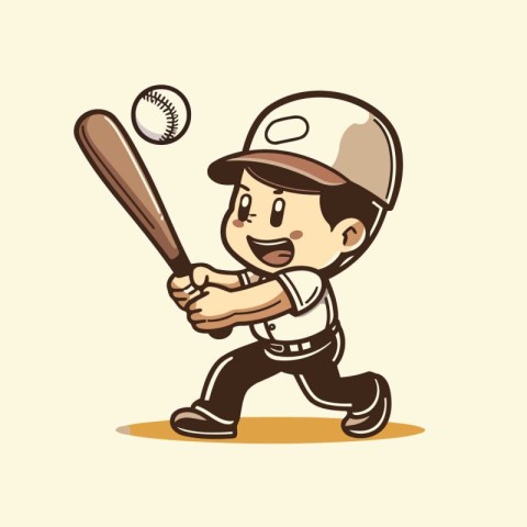 Baseball Player Cartoon Mascot Character Design Vector Illustrat