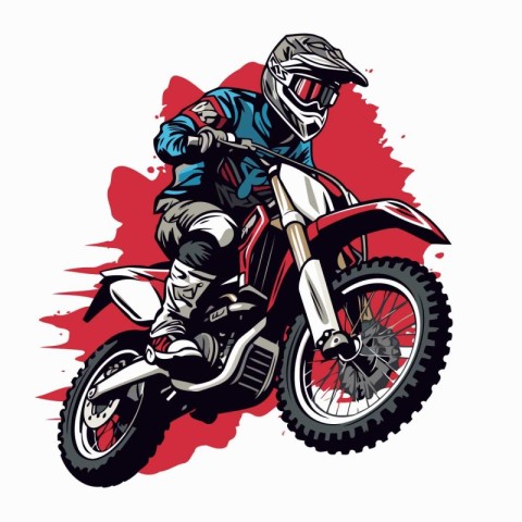 Motocross rider on a motorcycle. Vector illustration of a motorc