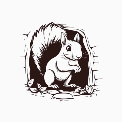 Squirrel in the chimney. Vector illustration on white background