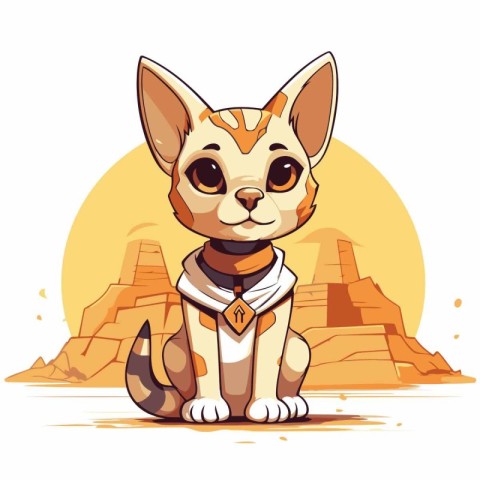 Cute cartoon chihuahua sitting on the sand. Vector illustration.