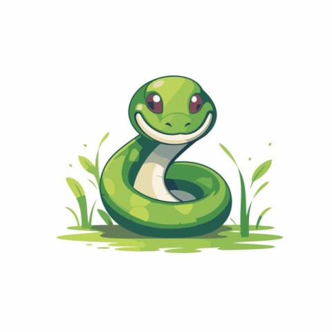 Cute snake cartoon vector Illustration isolated on a white backg